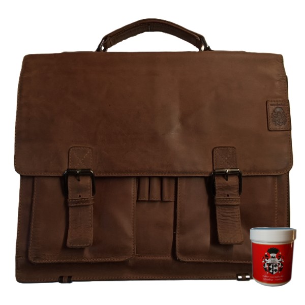 Große Aktentasche HEDIN aus Weideland-Leder - mit Gebrauchsspuren Große Aktentasche HEDIN aus Weideland-Leder - mit Gebrauchsspuren