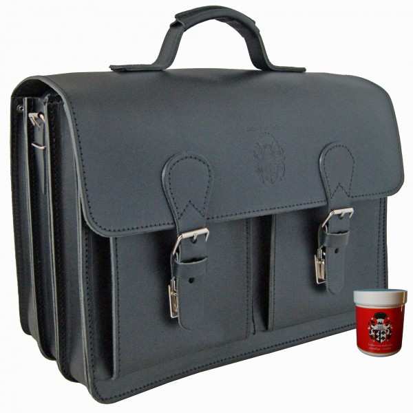 Lehrertasche 42 cm aus schwarzem BIO-Leder - Baron of Maltzahn Lehrertasche 42 cm aus schwarzem BIO-Leder - Baron of Maltzahn