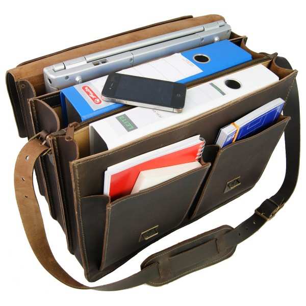 Große Leder-Lehrertasche braun Große Leder-Lehrertasche braun