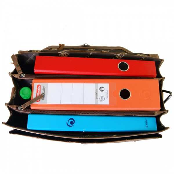 Große Aktentasche Leder braun für drei Ordner 1430 Große Aktentasche Leder braun für drei Ordner 1430