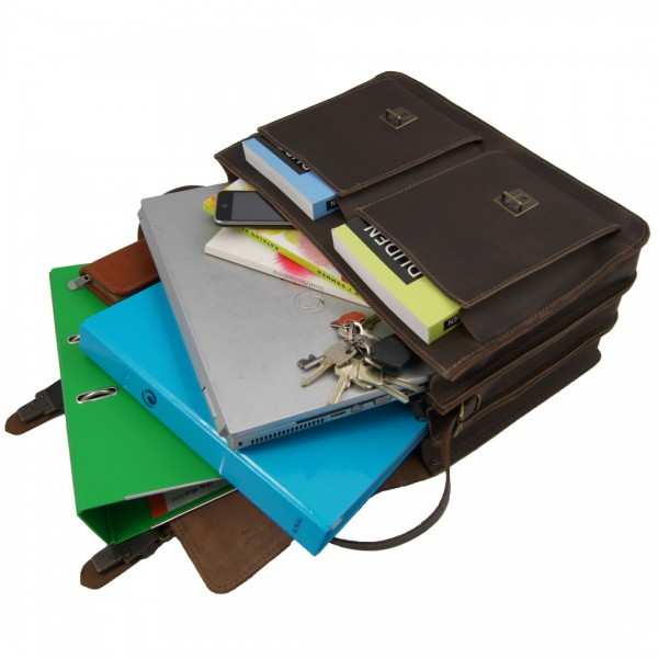 Aktentasche Leder braun für Ordner und Laptop 51 Aktentasche Leder braun für Ordner und Laptop 51