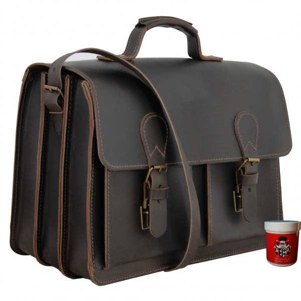 3-Fächer Schultasche 42 cm groß Leder braun 3-Fächer Schultasche 42 cm groß Leder braun