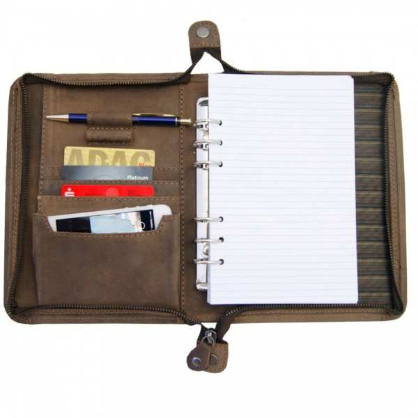 A5 Ringbuchmappe mit Einlagen Leder braun 5 A5 Ringbuchmappe mit Einlagen Leder braun 5
