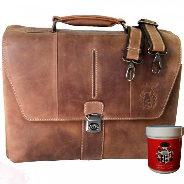 Große Aktentasche Leder braun mit Schultergurt 1430 Große Aktentasche Leder braun mit Schultergurt 1430