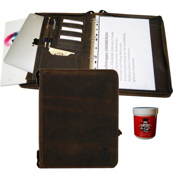 Aktenmappe Ringbuchmappe A4 mit Lederpflege Aktenmappe Ringbuchmappe A4 mit Lederpflege