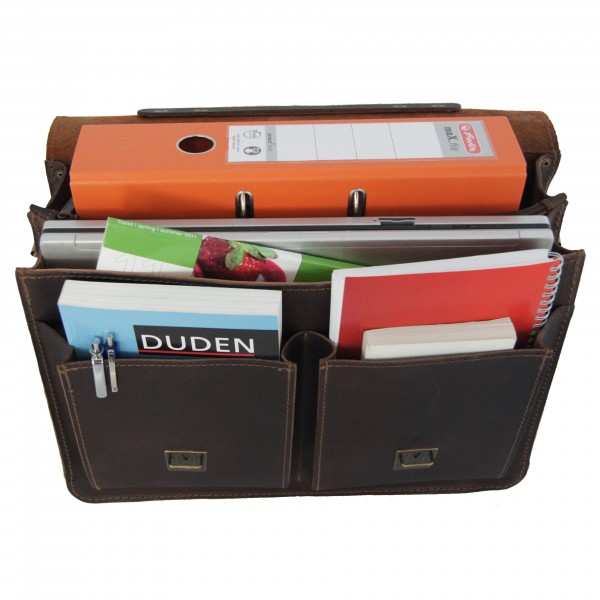 Leder Aktentasche Galileo aus braunem Bio-Leder Leder Aktentasche Galileo aus braunem Bio-Leder