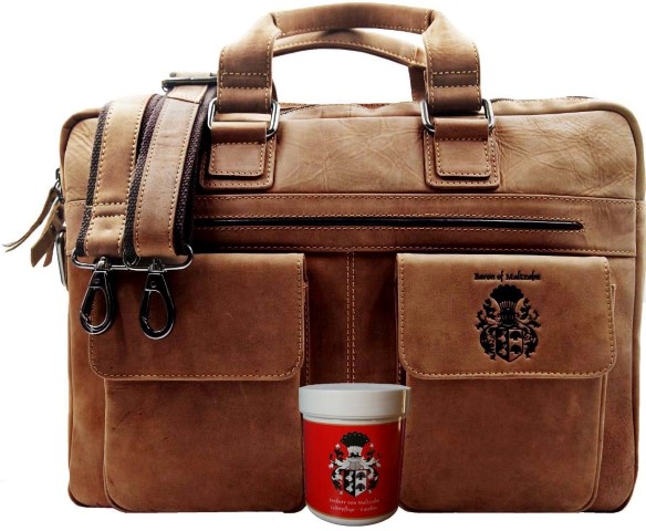 Braune Herren Notebooktasche aus Leder - Plutarch Notebooktasche Leder Herren braun-Plutarch