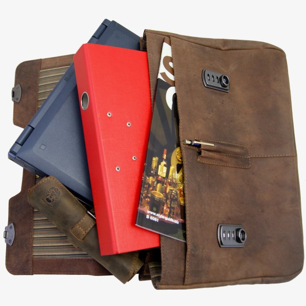 Aktenmappe BRAHE aus braunem Leder Aktenmappe BRAHE aus braunem Leder