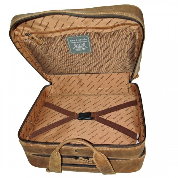 Pilotenkoffer Leder braun offen Netz Riemen 690 Pilotenkoffer Leder braun offen Netz Riemen 690