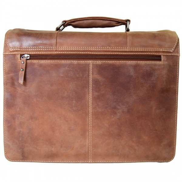 Große Aktentasche Leder braun mit Rückenfach 1430 Große Aktentasche Leder braun mit Rückenfach 1430