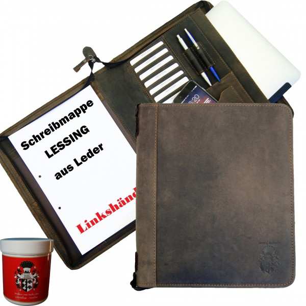 Schreibmappe Lessing Linkshänder Leder braun 802L Schreibmappe Lessing Linkshänder Leder braun 802L