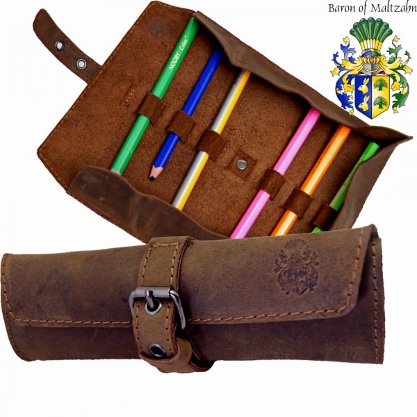 Stifteetui, Pencilcase HOMER aus braunem Leder Stifteetui, Pencilcase HOMER aus braunem Leder